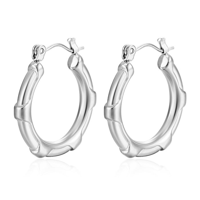 Versatile round stainless steel earrings simple women's temperament earrings