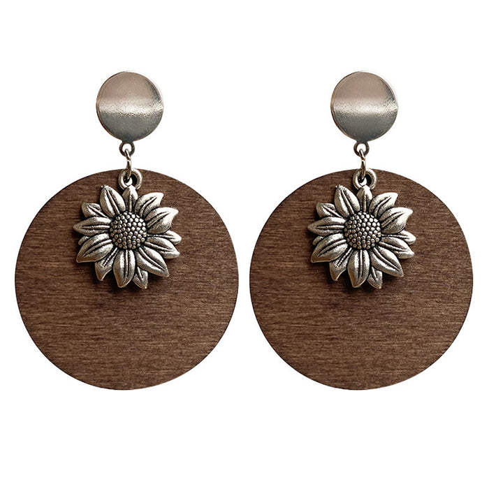 Wooden sunflower earrings