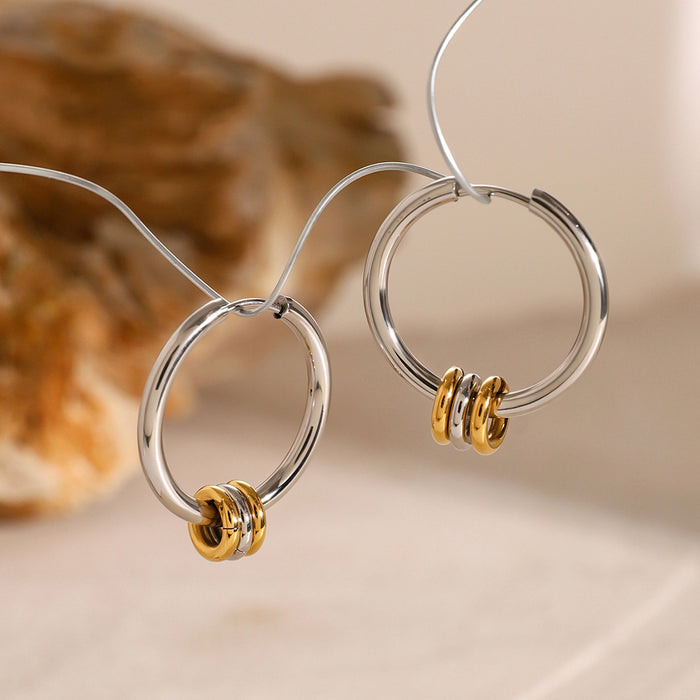 Cross-Border European Stainless Steel Hoop Earrings - High-End Electroplated Non-Fading Titanium Steel Jewelry