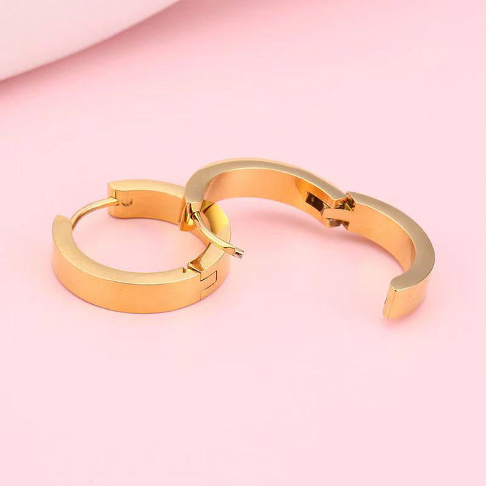 Stainless steel double-sided personalized titanium steel easy-to-buckle earrings for women