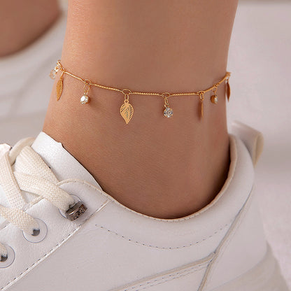 Trendy Chain Anklet Set - Two-Layer Alloy Beach Foot Jewelry