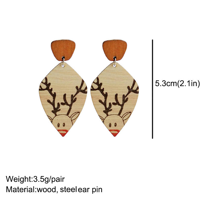 Wooden Christmas earrings - wallojewerly 