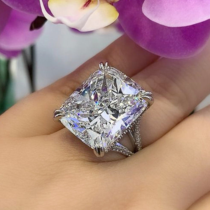 Korean style square diamond ring, light luxury fashion cool style