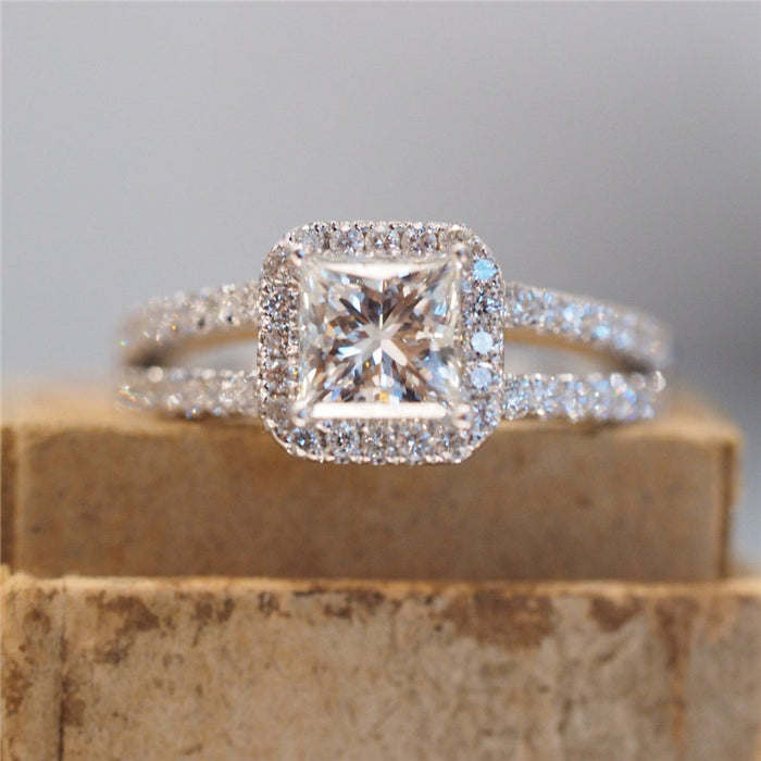 Micro-diamond vintage wedding ring hollow design ring