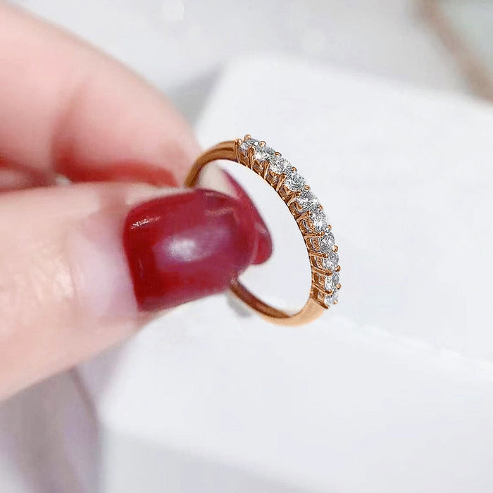 Anillo de circonita de una sola fila para mujer, anillo de pareja apilable sencillo