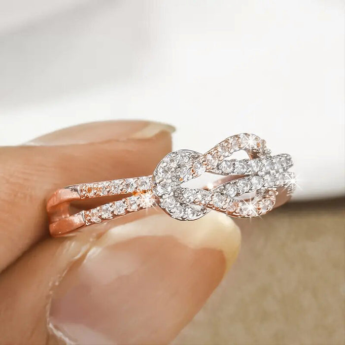 Women's two-tone micro-inlaid zircon ring