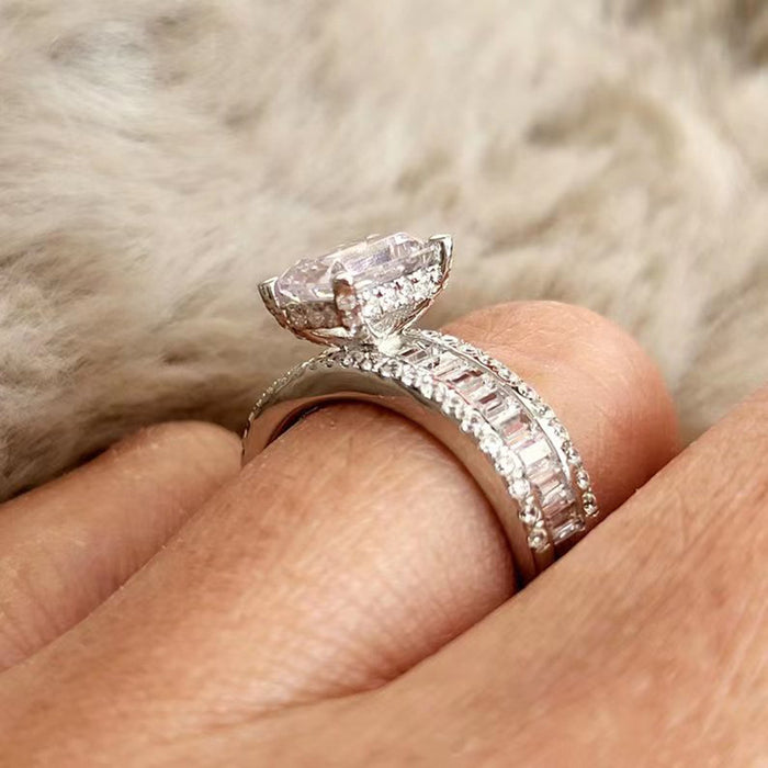 Imitation Moissanite Sugar Cube Ring, Simple Fashion Jewelry