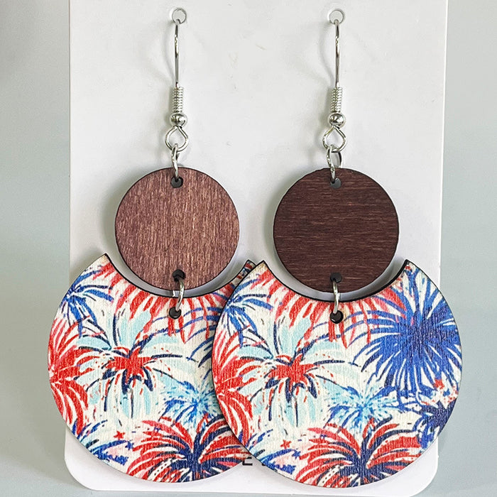 Wooden patriotic Independence Day earrings