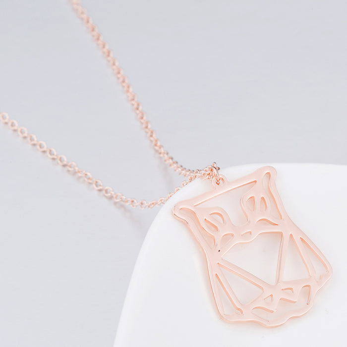 Owl pendant necklace, European and American cute origami hollow clavicle chain female cross-border jewelry