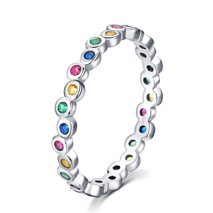 Colored zircon platinum-plated ring Korean fashion ring bracelet