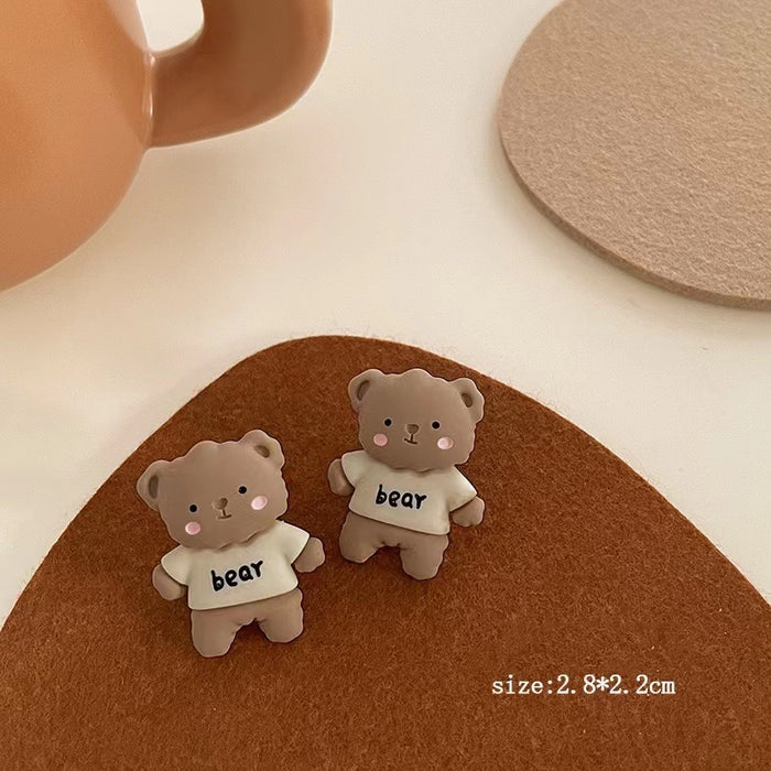 Cartoon bear earrings milk coffee color sweet earrings