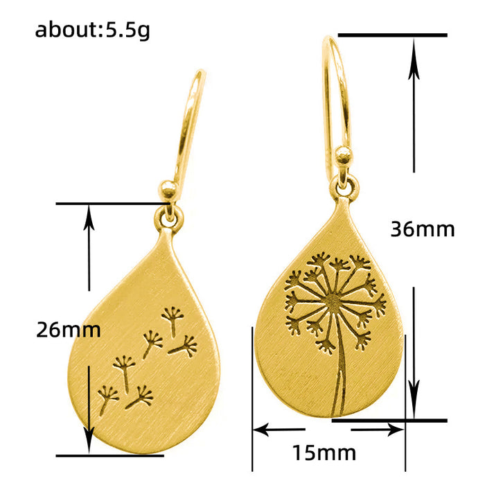 Teardrop Ear Hook Dandelion Vintage Earrings