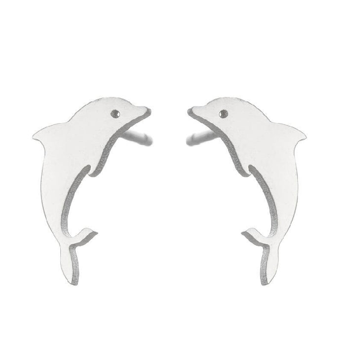 Cat bat earrings, Amazon new stainless steel simple dolphin temperament ear bone studs wholesale