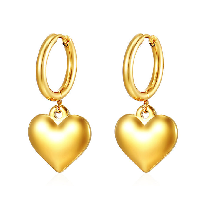 Pendientes vintage de acero inoxidable con incrustaciones de joyas redondas para mujer, pendientes ligeros de lujo