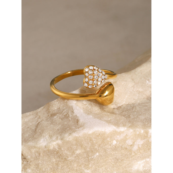 Minimalist 18K Gold Plated Stainless Steel Ring with Hollow Patterns