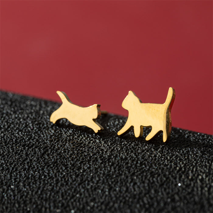 Mini Cat Paw Stainless Steel Stud Earrings - Adorable Pet Jewelry for Animal Lovers