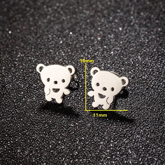 Pendientes de acero inoxidable con forma de perro y gato: joyas de animales adorables y divertidas