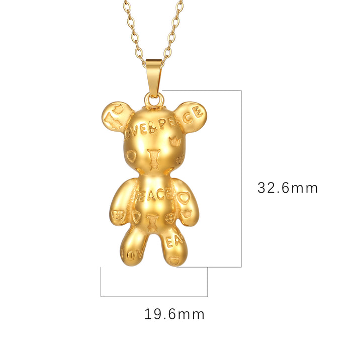 Bear letter necklace, 18K titanium steel light luxury fashion jewelry