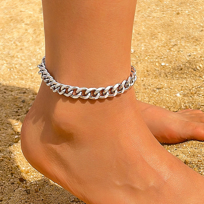 Vintage Style Geometric Punk Silver Anklet - Fashionable Alloy Foot Jewelry