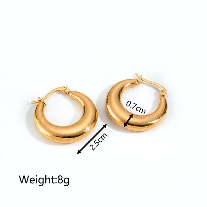 Geometric French retro stainless steel 18K gold women's earrings simple trend earrings