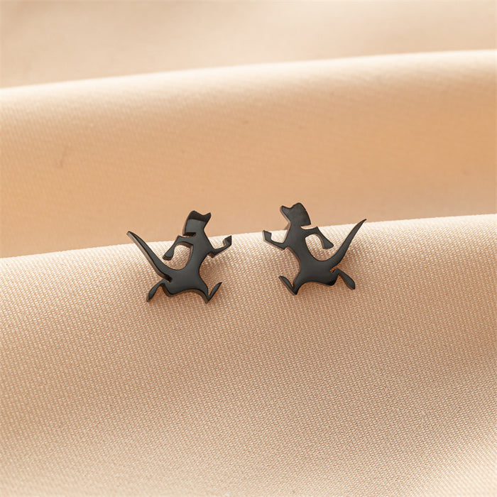 Dog and Cat Stainless Steel Stud Earrings - Cute and Playful Animal Jewelry