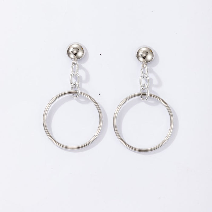 Chain big circle simple temperament earrings