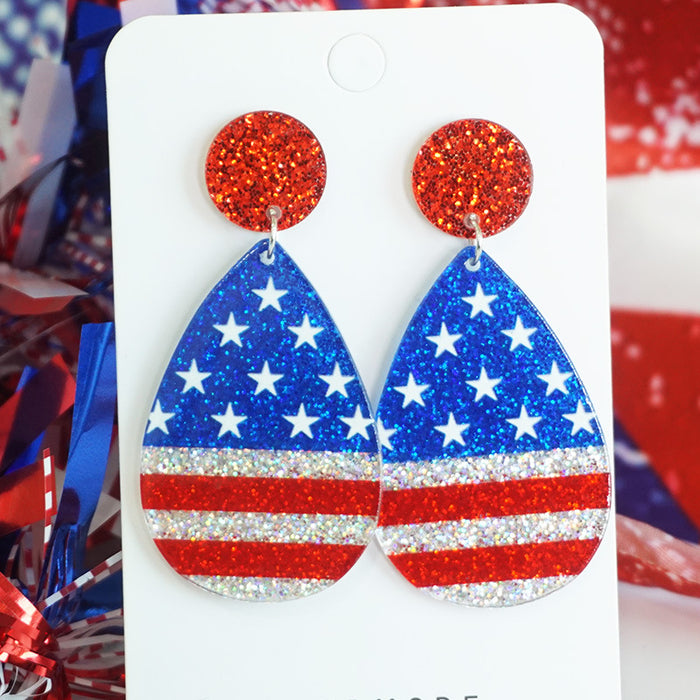 Patriotic Party Earrings with Shiny Glitter Design