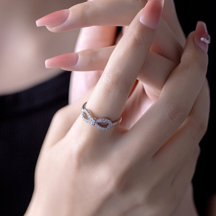 Wholesale copper micro-set zircon bow infinity love ring