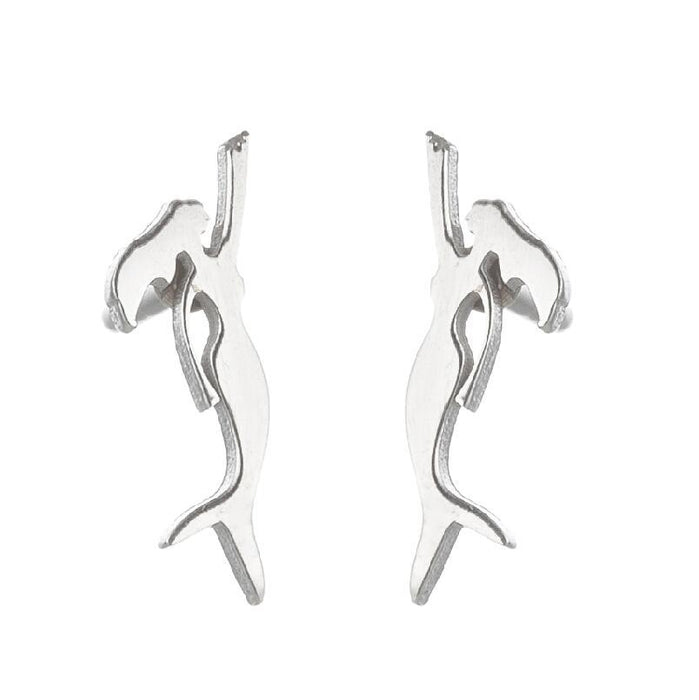 Cat bat earrings, Amazon new stainless steel simple dolphin temperament ear bone studs wholesale