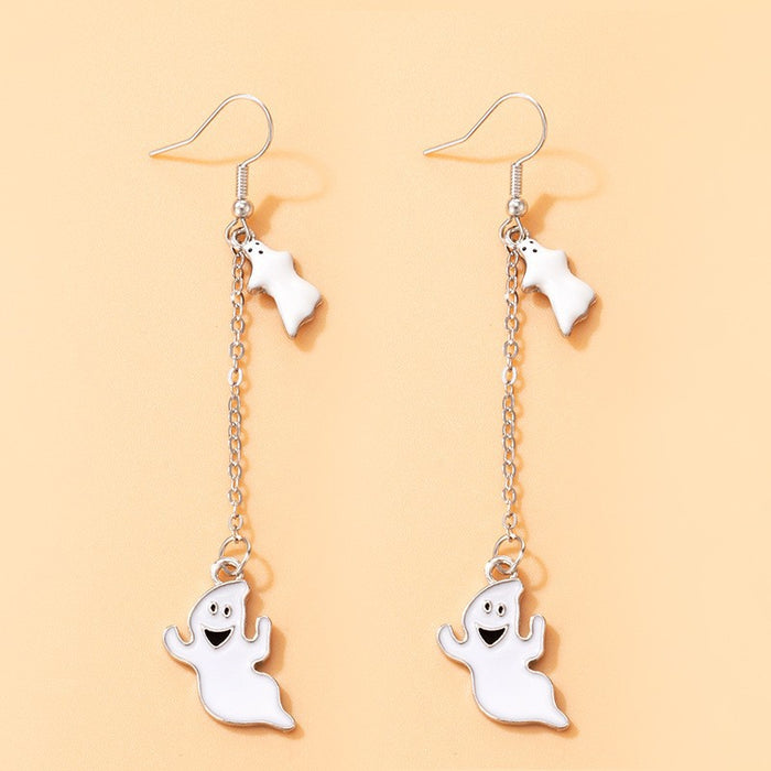 Halloween horror skull oil drip earrings