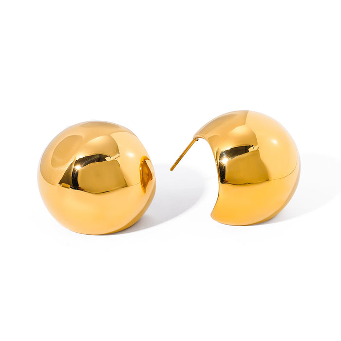 18K Gold Stainless Steel Triangular Convex Earrings - Unique Design Titanium Steel Jewelry