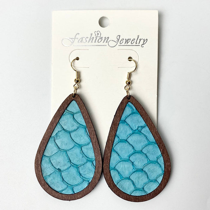 Wooden fish scale earrings