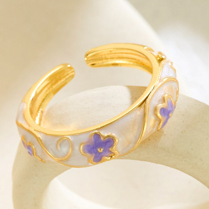 Wholesale copper colored flower drip rings