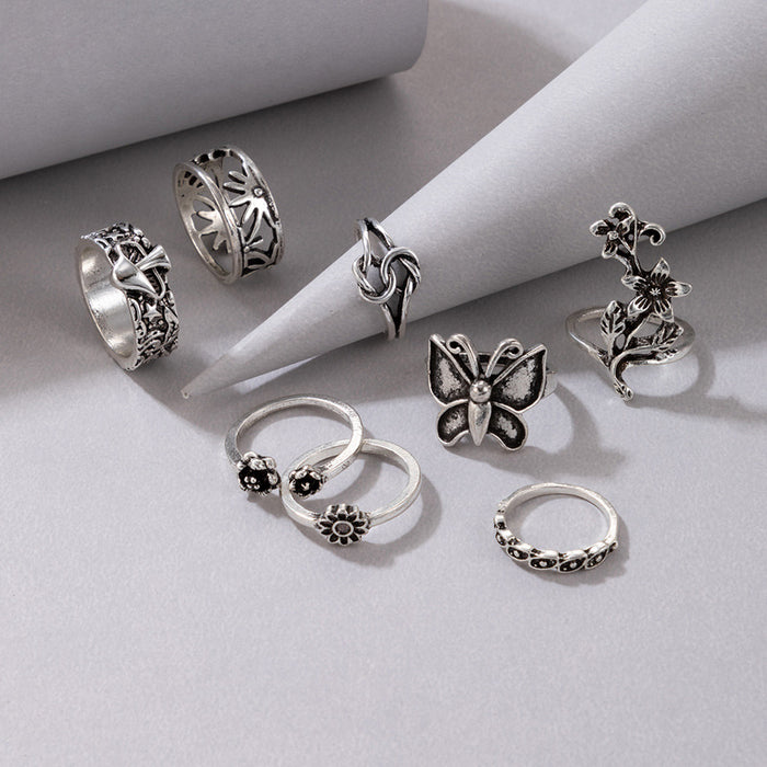 European and American retro style skull thirteen-piece ring set