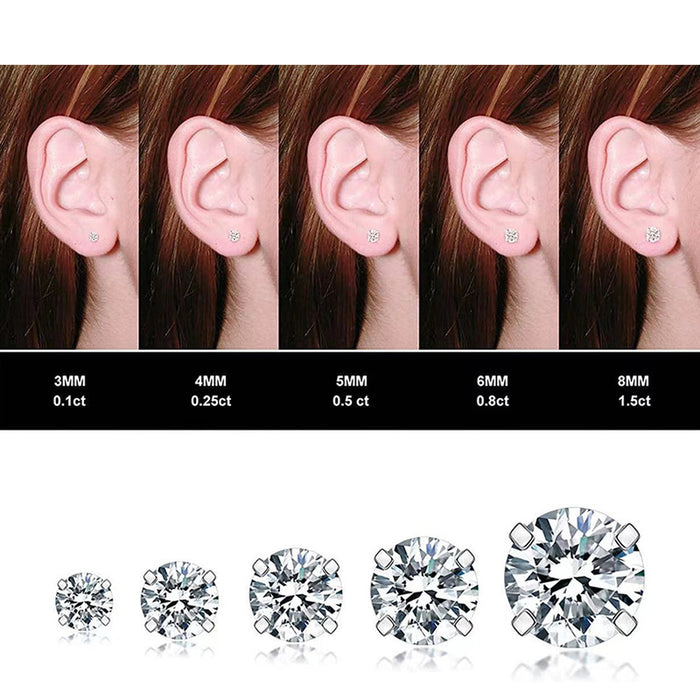 Round claw earrings, zircon vacuum plated ear hooks, simple diamond earrings