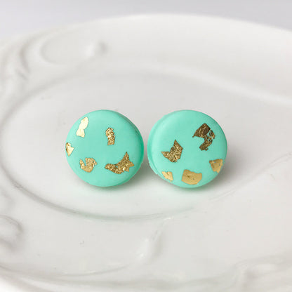 Handmade Soft Clay Earrings with Gold Foil Texture, Trendy and Stylish in a Cute and Minimalist Design