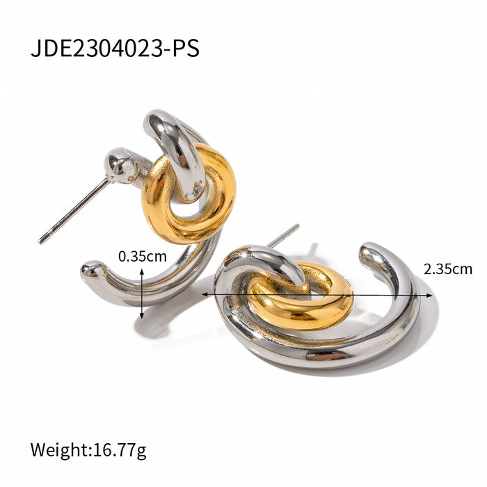 Stainless steel C-shaped earrings contrast color matching earrings titanium steel earrings