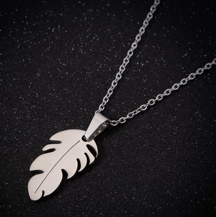 Feather Pendant Sweater Chain - Vintage-Inspired Wing and Leaf Jewelry for Couples - wallojewerly 