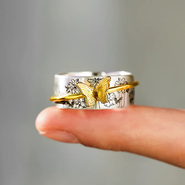 women's butterfly two-tone ring
