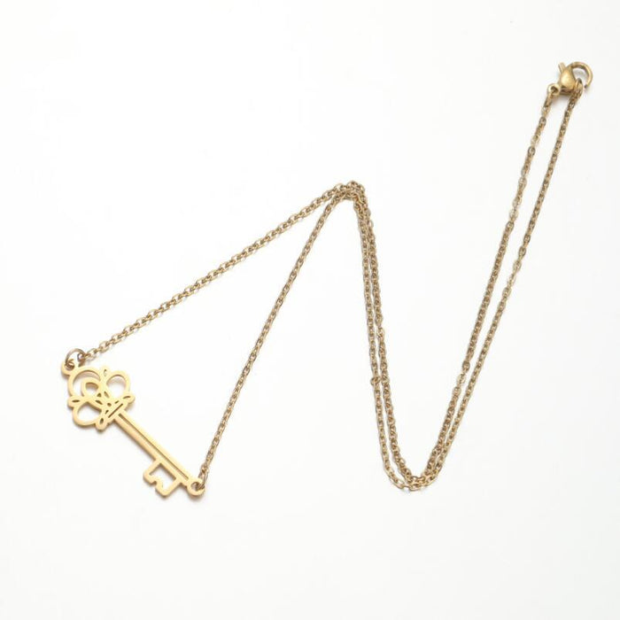 Crown key pendant necklace, ins style fashion summer niche versatile clavicle chain women's wholesale