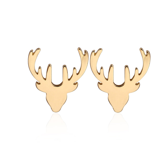 Reindeer and Snowflake Stainless Steel Stud Earrings - Cute Christmas Jewelry