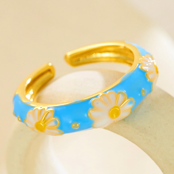 Wholesale copper micro-painted colored flower circle rings