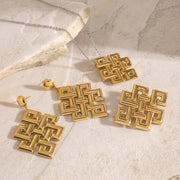 Celtic knot hollow necklace, European and American niche design earrings - wallojewerly 