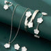 Wholesale 5-piece set of five-petal flower necklace, bracelet, bangle, earrings, and ring - wallojewerly 