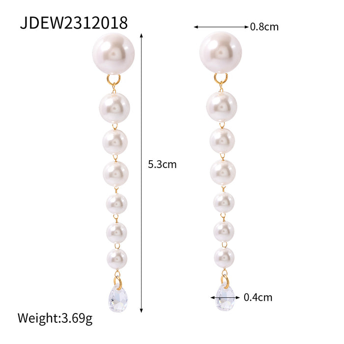 Stainless steel pearl earrings titanium steel earrings 18K gold-plated jewelry