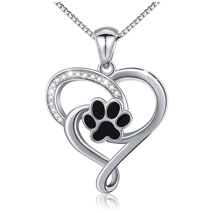 Cat's Paw Epoxy Heart Pendant Hollow Women's Necklace