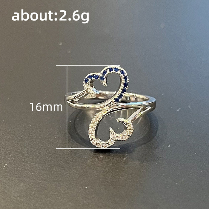 Anillo de circonita con patrón de relieve hueco, anillo de moda para eventos empresariales a juego