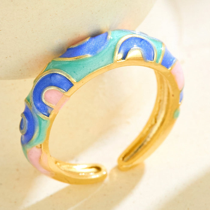 Wholesale colorful enamel leopard print rings