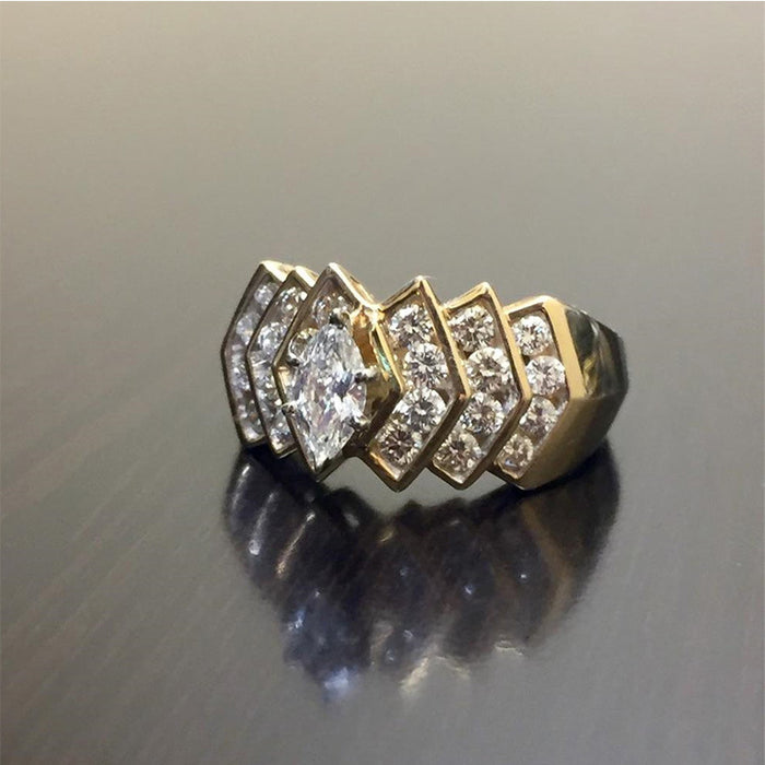 Retro wide men's ring personality trend full diamond men's ring