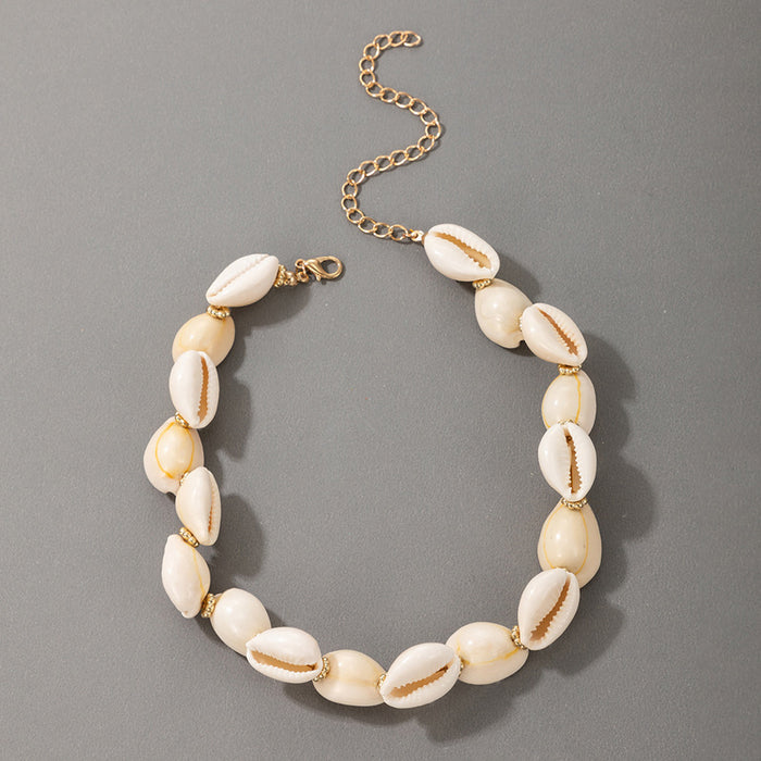 Beach Shell Single-Layer Necklace - Alloy Flower Choker